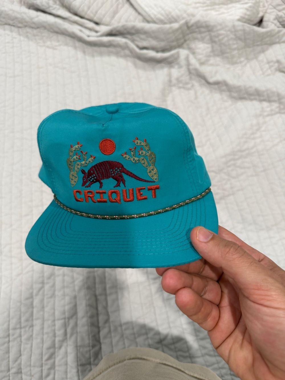 Criquet Teal Baseball Cap with Contrast Black Trim